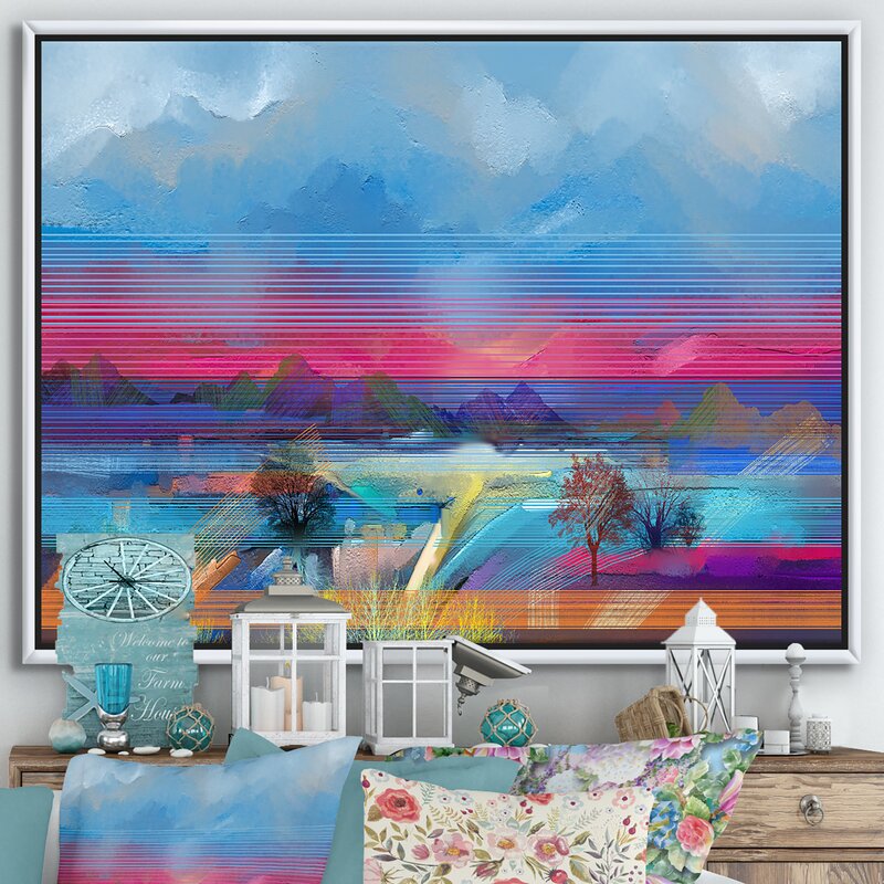 Abstract Handpainted Colorful Sky Framed On Canvas Painting