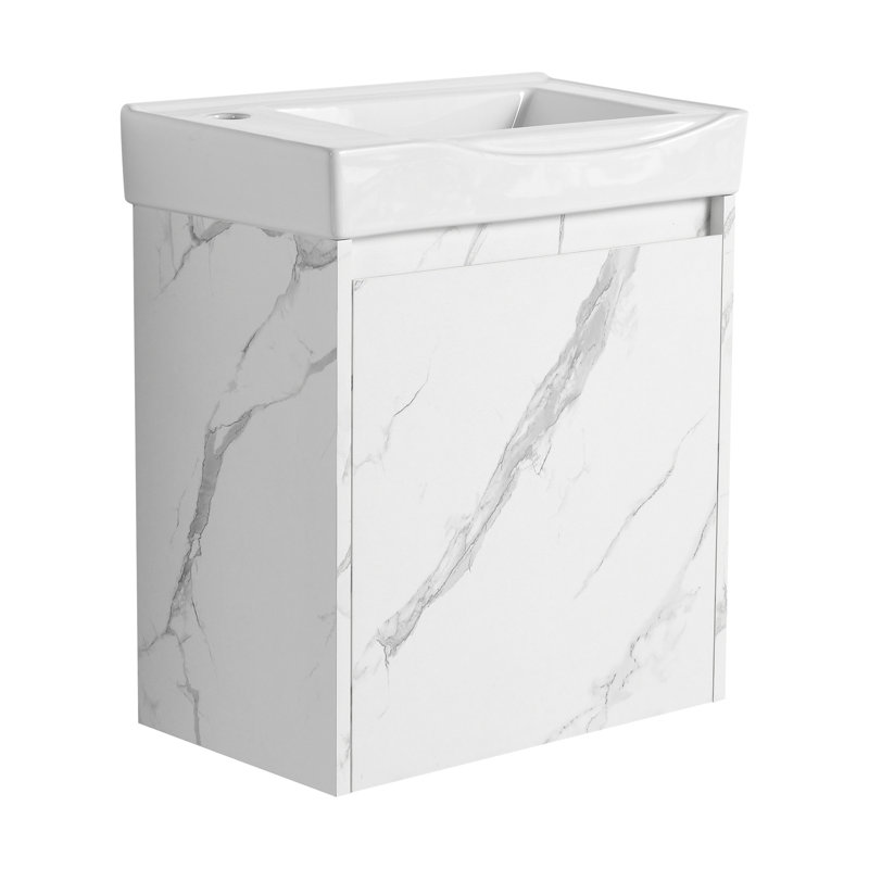 Meuble-lavabo moderne pour salle de bain - Bois d'ingénierie et fonctionnalité 20 po, Blanc de Carrare