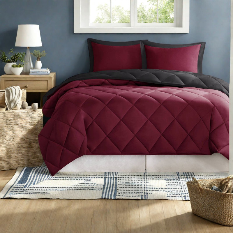 Ensemble de literie en microfibre Scotchgard King Cal King, maison moderne réversible