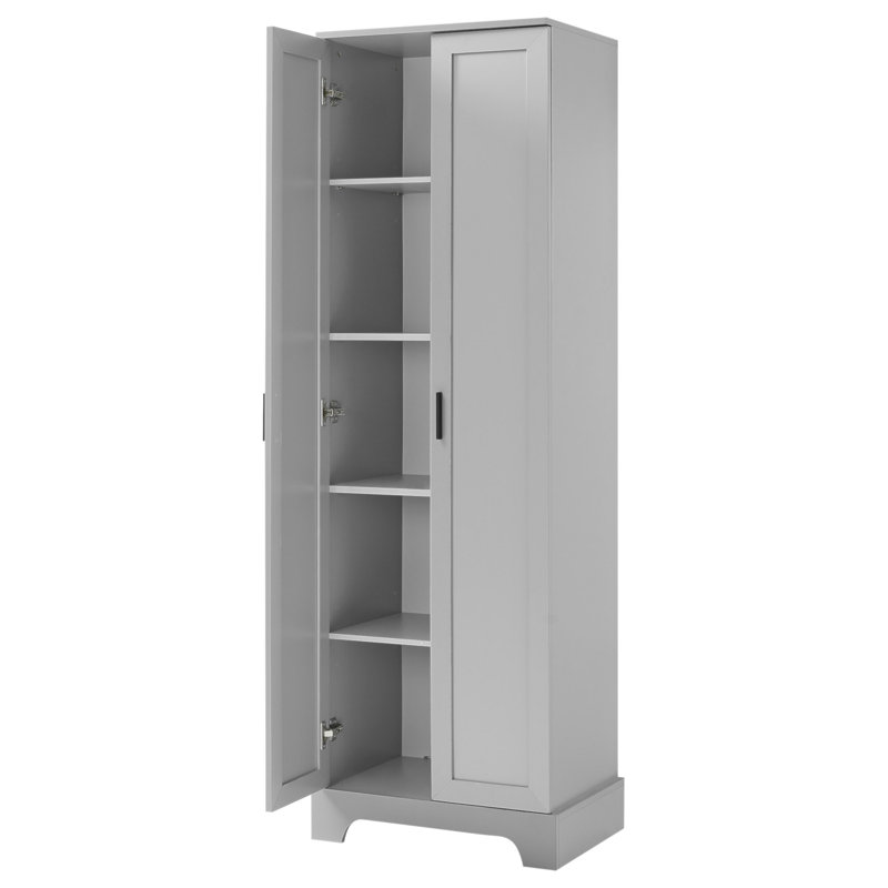 Storage Cabinet With Two Doors For Bathroom, Office, Adjustable Shelf, MDF Board, Gray