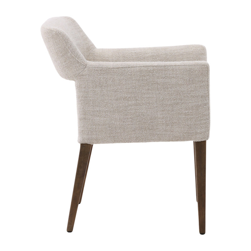 Booker Oak Wood Upholstered Dining Chair, Cream