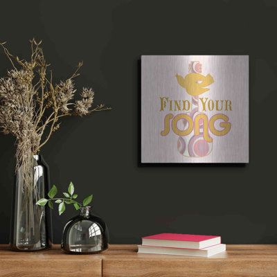 «Find Your Song» par Evelia Designs, art mural en métal, 12 po x 12 po