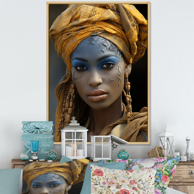 Femme jaune, portrait de mélodie touareg - art mural tribal africain