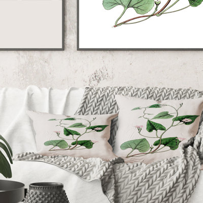 Carré, feuilles vertes rétro Plants IX - coussin décoratif traditionnel imprimé