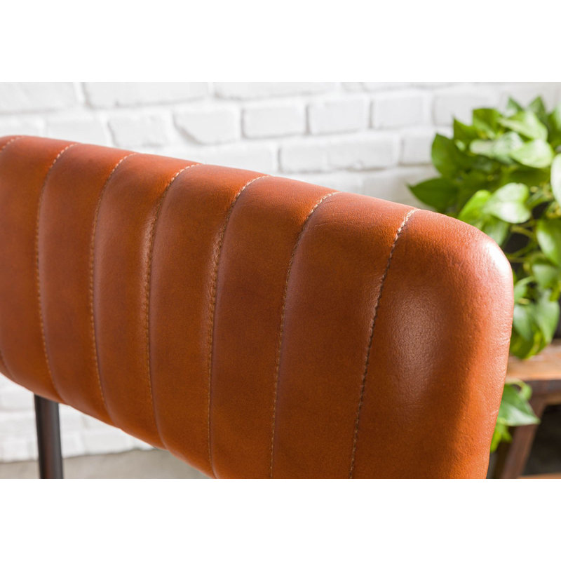 Iron Label Upholstered Counter Stool with Metal Frame