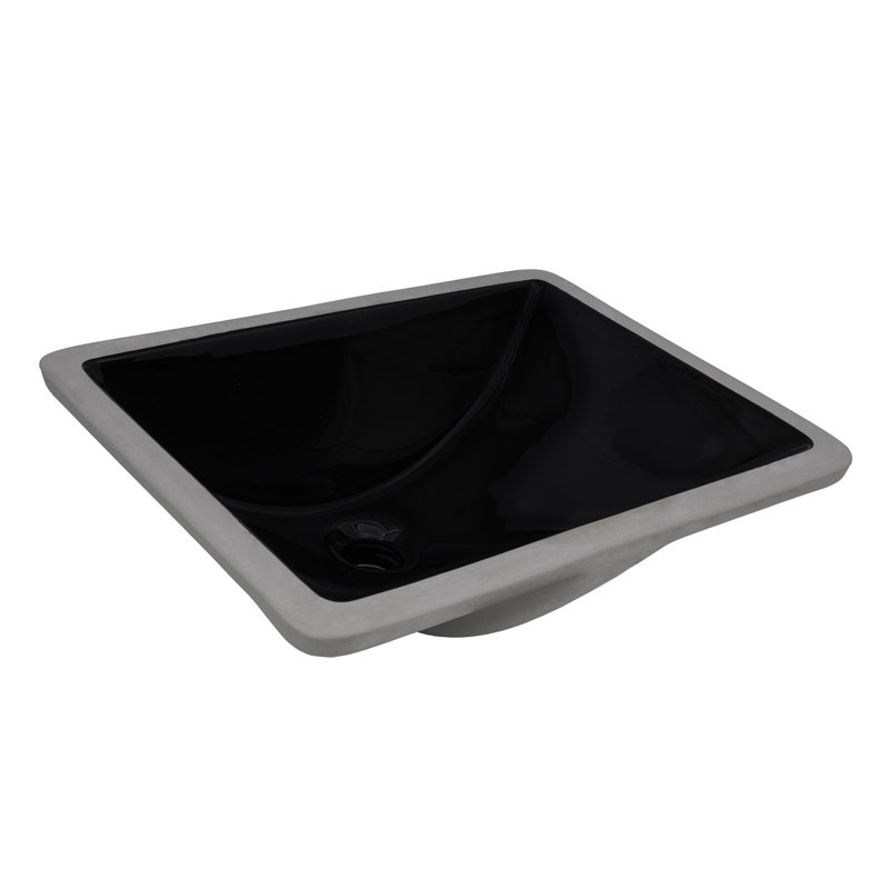 Ruvati 18 x 12-3/4 inch Undermount Bathroom Sink Black Rectangular Porcelain Ceramic with Overflow -, Black