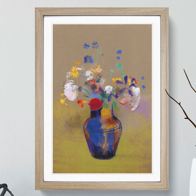 Flowers in a Vase by Odilon Redon - Picture Frame Painting, 36cm H x 27cm W x 2cm D, Walnut Framed