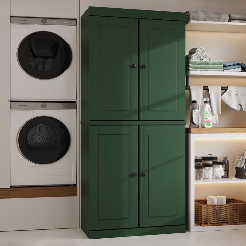 Armoire de rangement pour salle de bain et de buanderie 100% en bois massif Palace Imports, portes à panneaux surélevés, tablettes réglables, largeur 32 po, hauteur 71,5 po