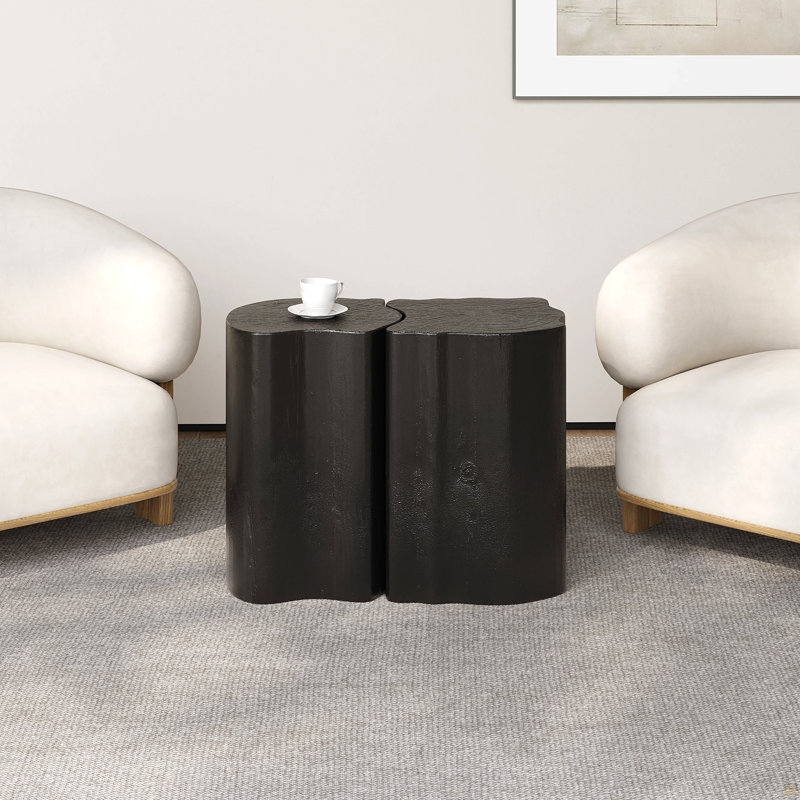2-In-1 Irregular MGO End Table, Black