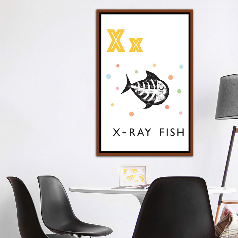 Alphabet Flash Cardes X - impression d'art graphique, Pas de tapis, Toile avec cadre brun, H 60 po x l 40po x P 1,5 po