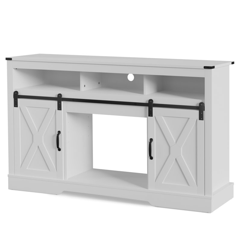 Zhoemi 58'' Media Console With Fireplace, White
