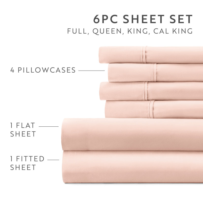 Sheet Set Solid Microfiber Ultra Soft Bedding, Twin Sheet Set with 2 Pillowcases, Blush