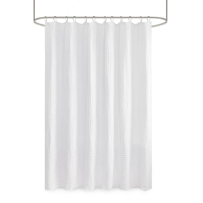 Super Waffle Textured Solid Shower Curtain