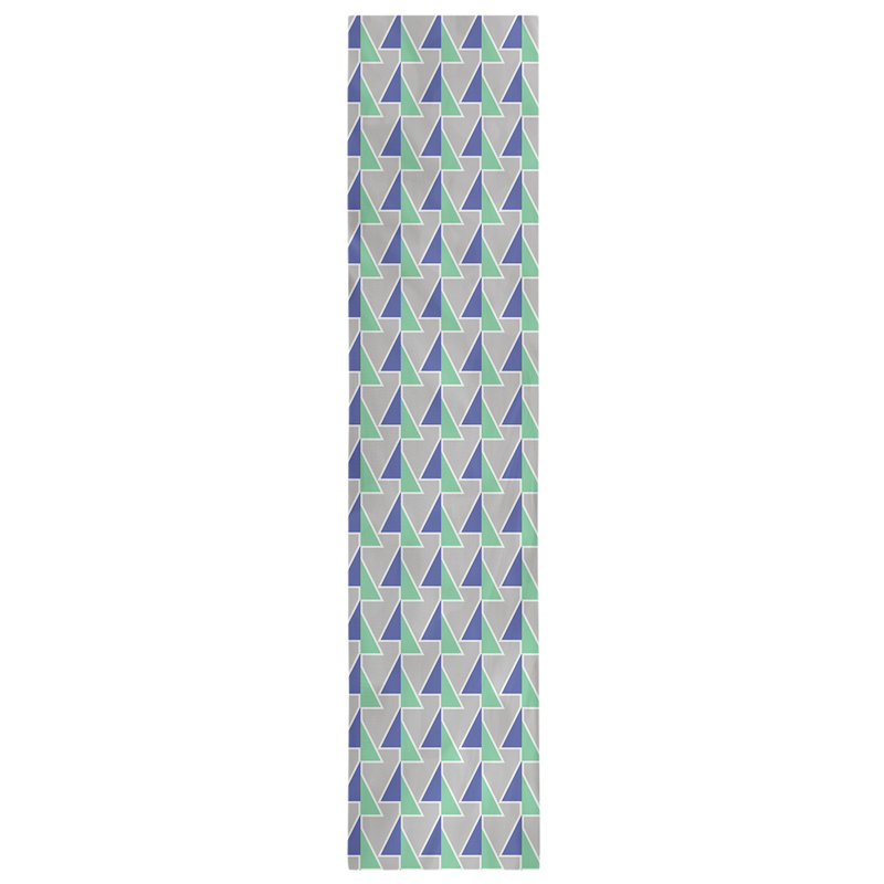 Chemin de table à flèches changeées, 16 po x 72 po, Vert clair / bleu / gris