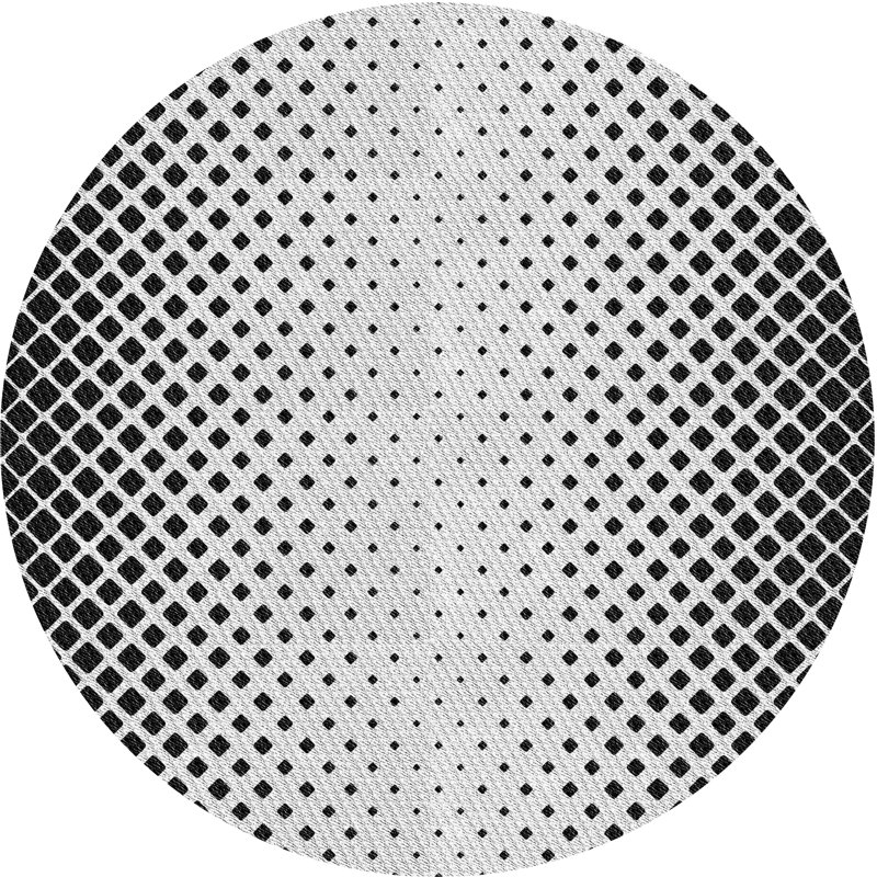 Tapis noir à motifs géométriques, Rond 6 pi