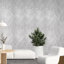 Greyish Off White Pearl Faux Fabric Wave Lines Textured Modern Wallpaper Roll 3d