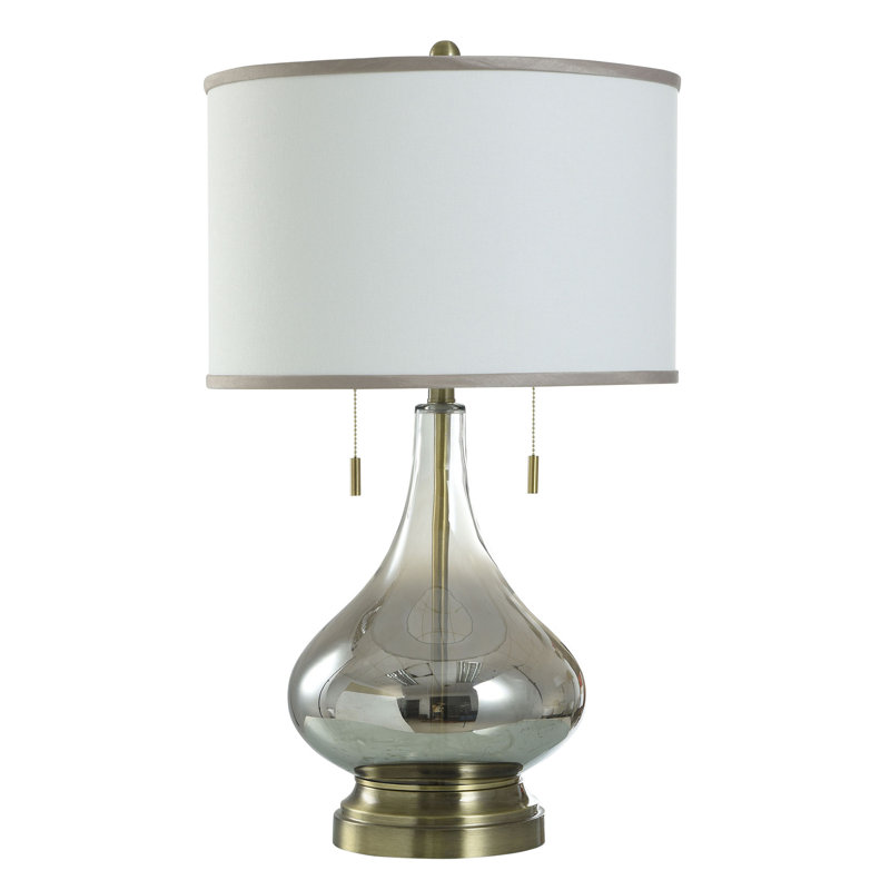 Ombre Smoke Grey - Glass Table Lamp - White Shade
