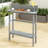 Outdoor Bar Table with Built-in Footrest, Slatted Top, Grey