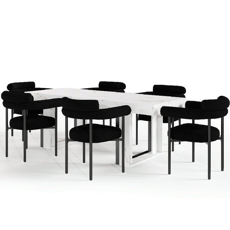 Ensemble de table de salle à manger pour 6 personnes avec table de salle à manger extensible rectangulaire et 6 chaises rembourrées