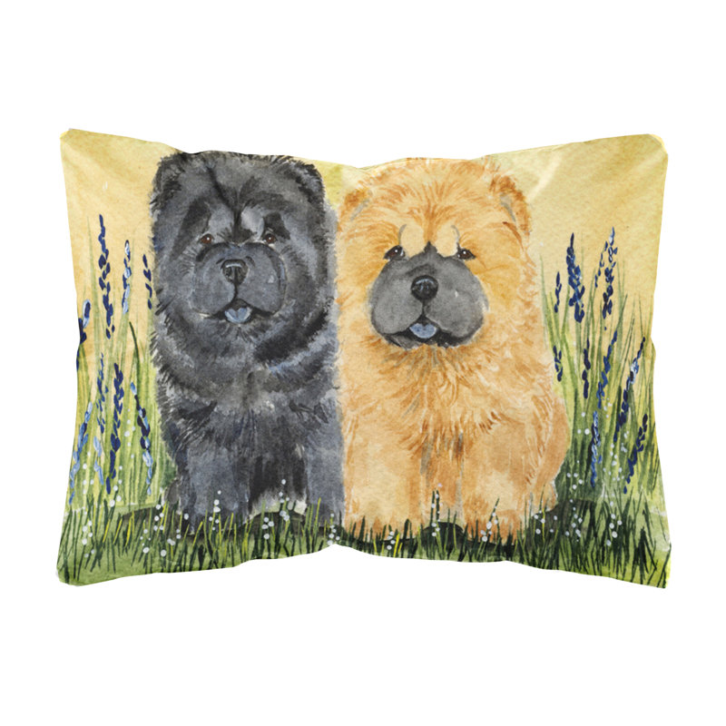Coussin décoratif intérieur/extérieur/noir/vert chow chow