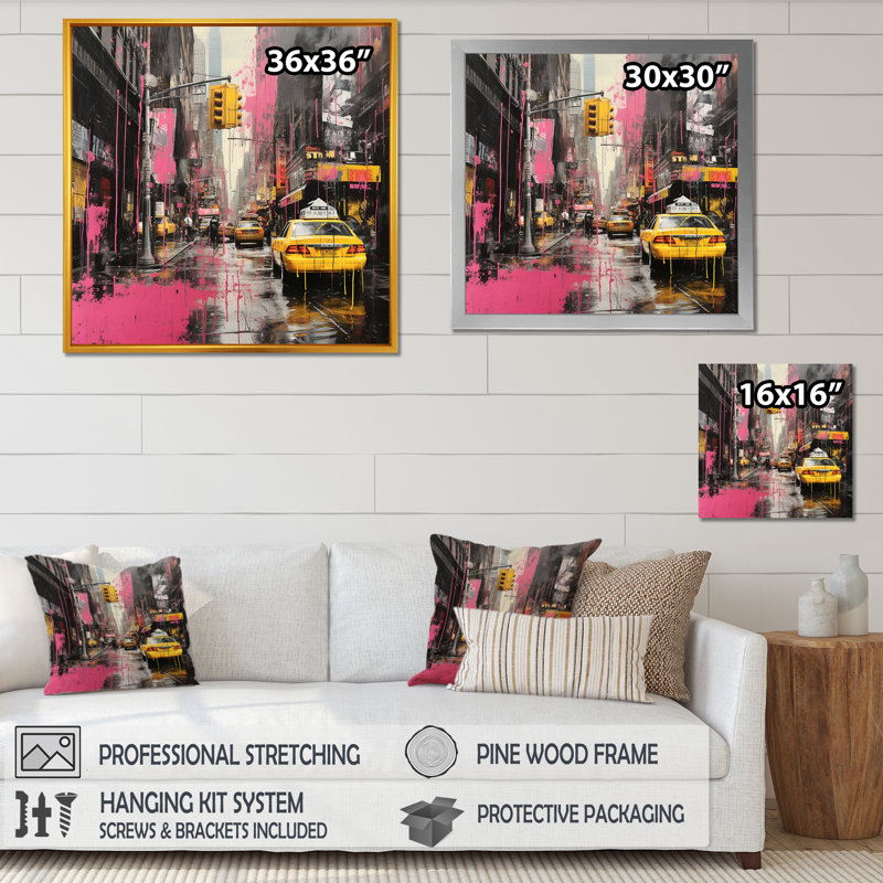 Rose, Pittsburgh City II - art mural de Pittsburgh, Cadre doré simple, H 30 po x l 30 po x P 1,5 po