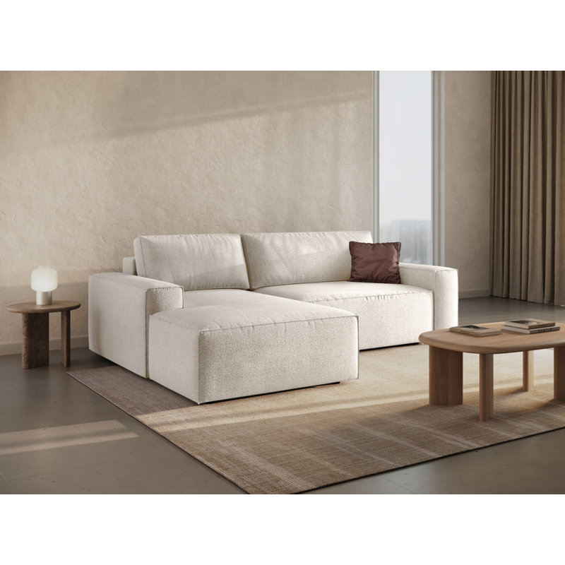 Alisbha 3 Seater Boucle Sofa Bed, Left Hand Facing, White