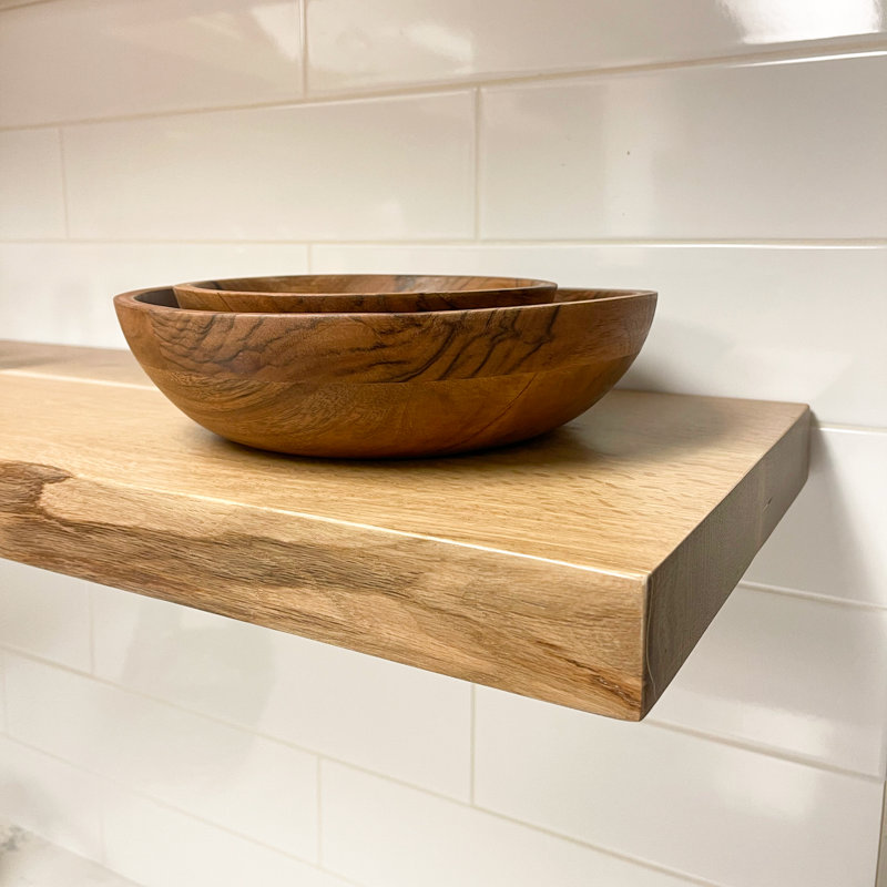 Nineveh Solid White Oak Floating Shelves, 2" H x 48" W x 10" D