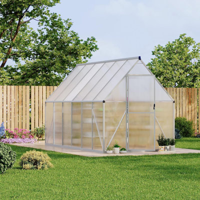 Serre en polycarbonate 6 x 11 pi avec cadre en aluminium, serre en polycarbonate pour l'extérieur, serres avec ventilation, grandes serres en aluminium pour l'extérieur