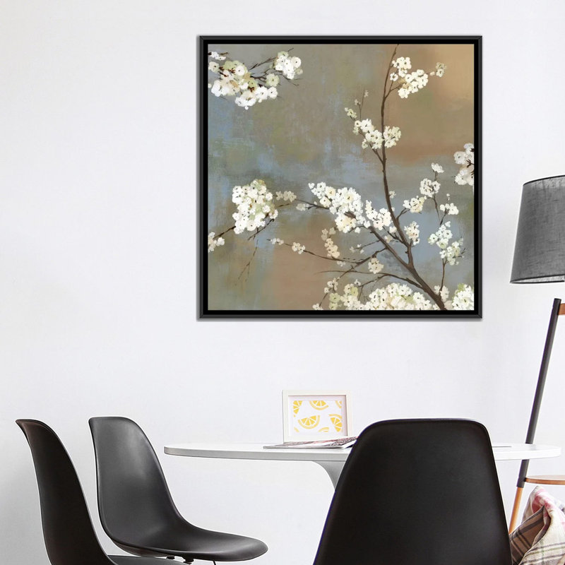 « ode to spring i », impression sur toile, Pas de tapis, Toile avec cadre noir, H 18 po x l 18 po x P 1,5 po