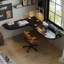 Bureau d'angle en bois massif acrylique, bureau en L-66863453