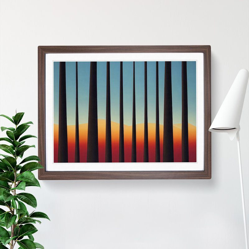 Bold Abstract Pine Tree Forest Vol.2 - Single Picture Frame Painting, 25cm H x 34cm W x 2cm D, Walnut Framed