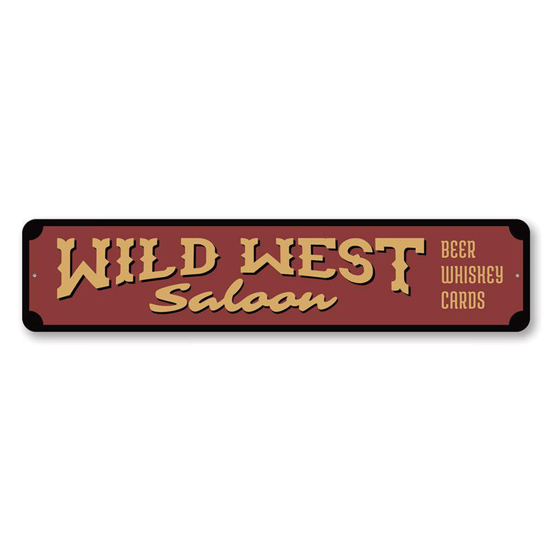 Wild West Saloon Aluminum Sign, 6" H x 24" W x 0.06" D