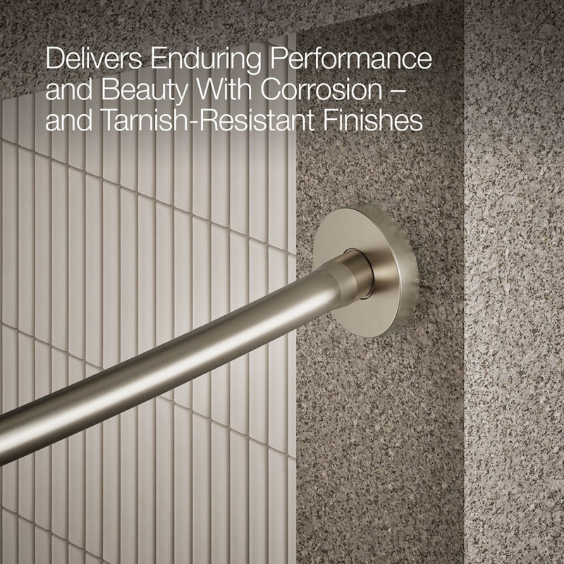 Expanse® 76" Curved Fixed Shower Curtain Rod, Brushed Nickel