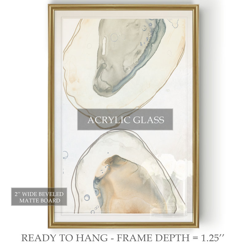«Ocean Oysters II», reproduction sur toile, H 30,5 po x l 42,5 po x P 1,5 po, Impression encadrée, Doré