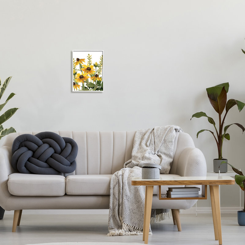 Wild Wild Daisies Spring Buds, H 11 po x l 14 po, Giclée encadrée blanc bord de mer