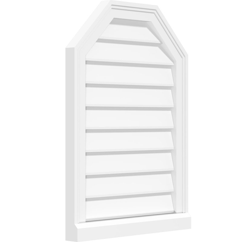 Évent de pignon octogonal en PVC non-fonctionnel, H 22 po x l 20 po x P 1 po