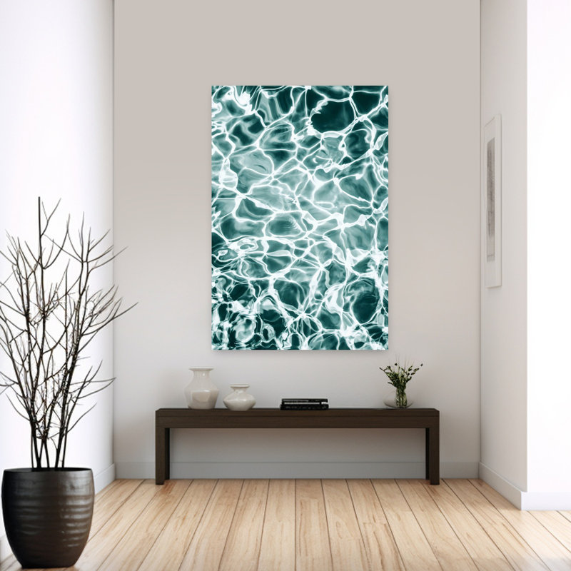 Art mural abstrait turquoise, H 60 po x l 40 po