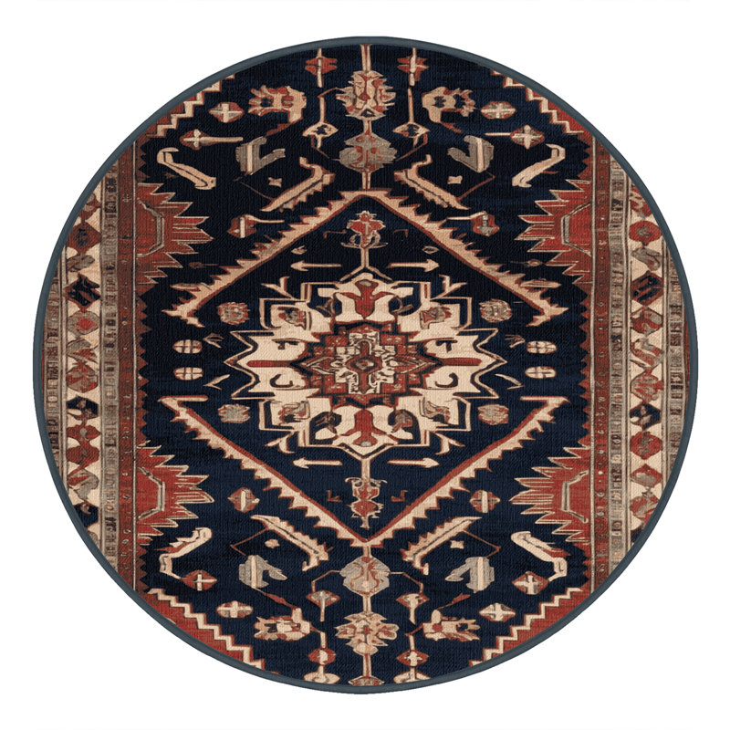 Machine Washable Persian Brown Area Rug, Rond 6 pi
