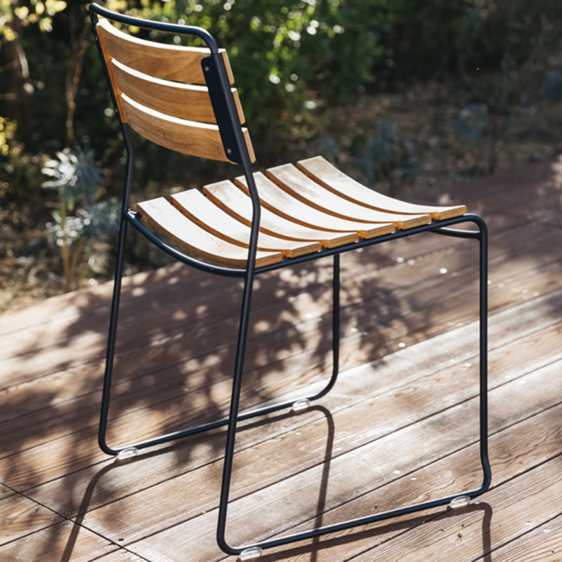 Surprising Outdoor Teak Dining Side Chair, Acapulco Blue