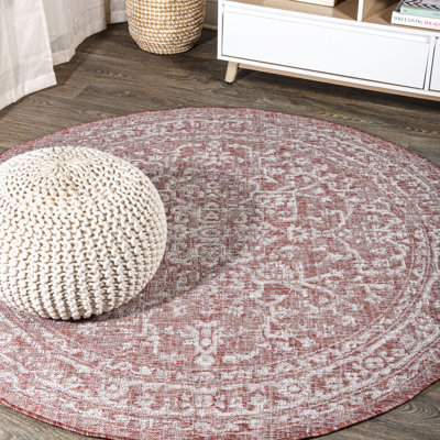 Massimo Bohemian Medallion Textured Weave Red/Taupe Indoor/Outdoor Rug