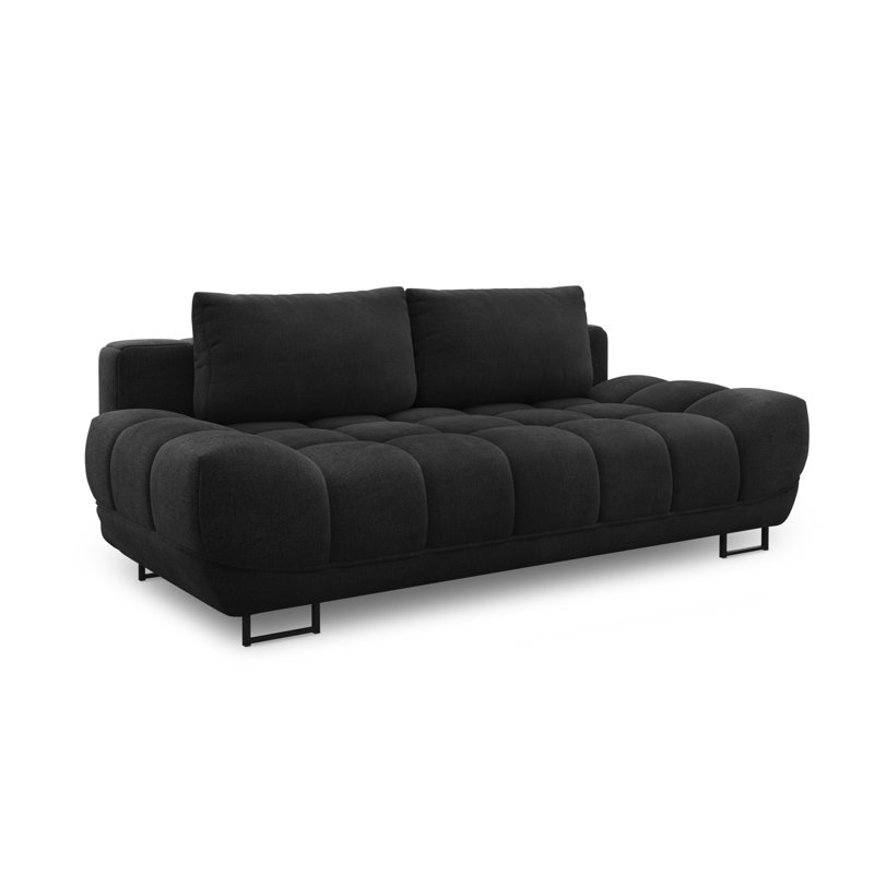 Nicolus 3 Seater Velvet Sofa Bed, Black