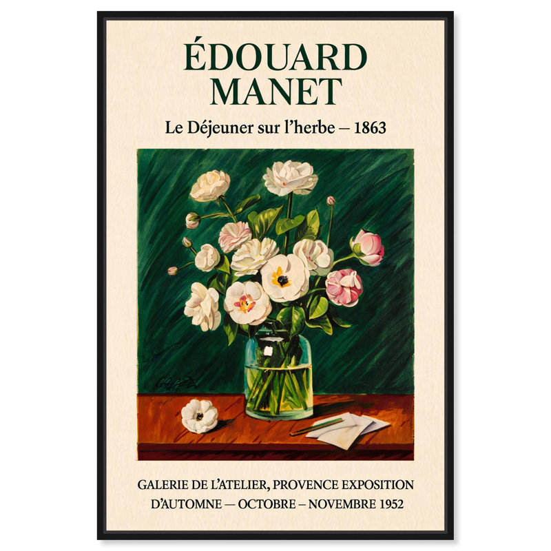 «Manet's Floral Canvas Vintage» par Art Remedy, H 16 po x l 11 po, Structure noire