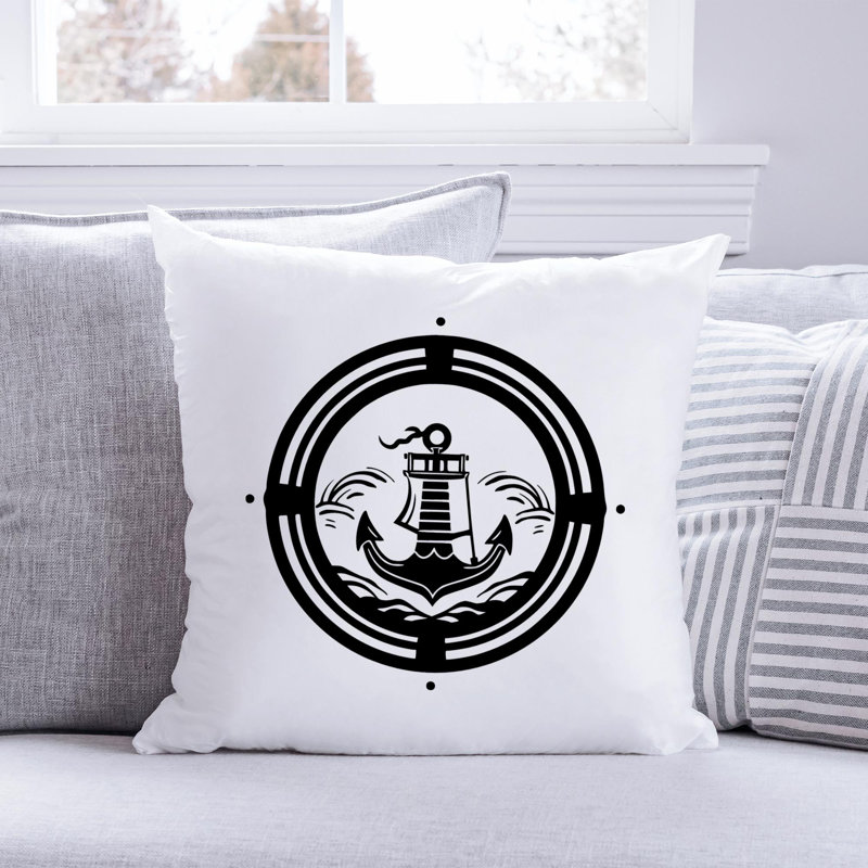 Nautical Sea Life_408 - Coussin décoratif en polyester, H 16 po x l 16 po