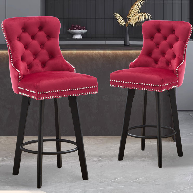 Tabourets de bar pivotants Modern, 2, Rouge