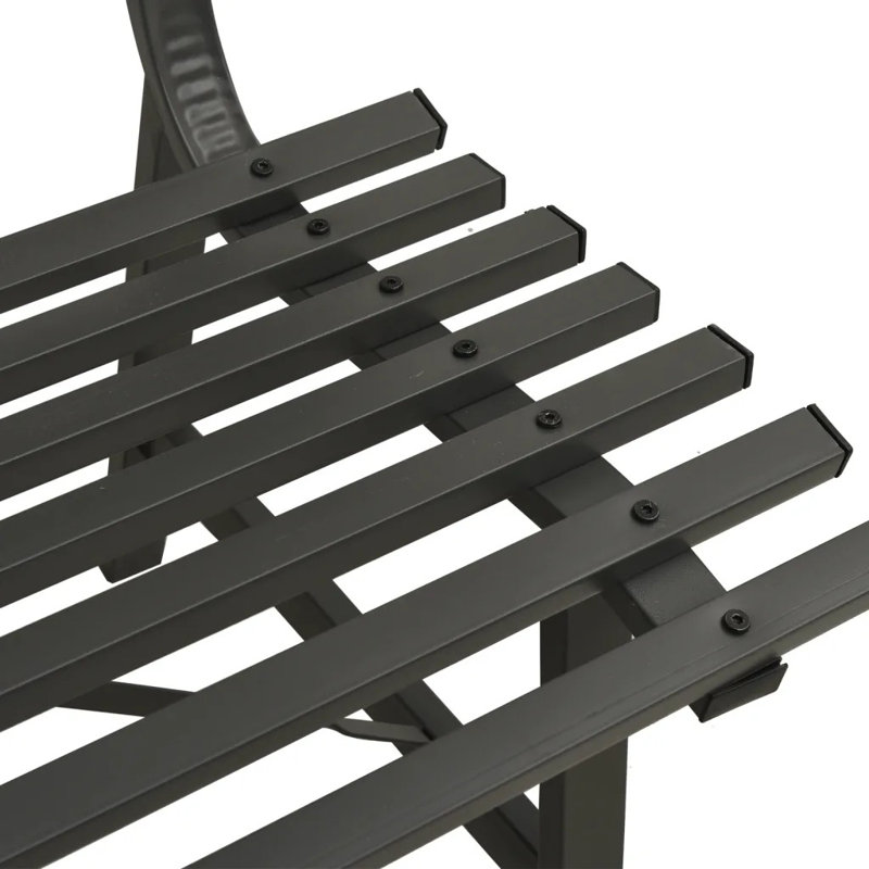 Mako Powder Coated Steel Outdoor Bench, Black