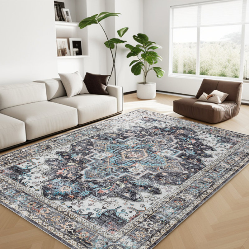 Vintage Oriental Machine Washable Area Rug, Rectangle 9' x 12'