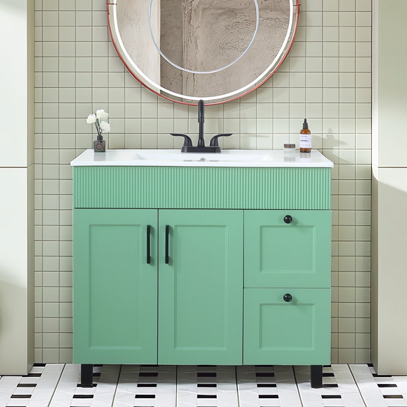 36'' Green Modern Free-Standing Single Bathroom Vanity Set