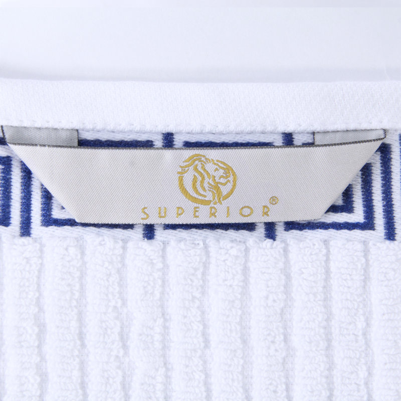 Athens Navy Blue Cotton 8-Piece Towel Set with Greek Key Trim