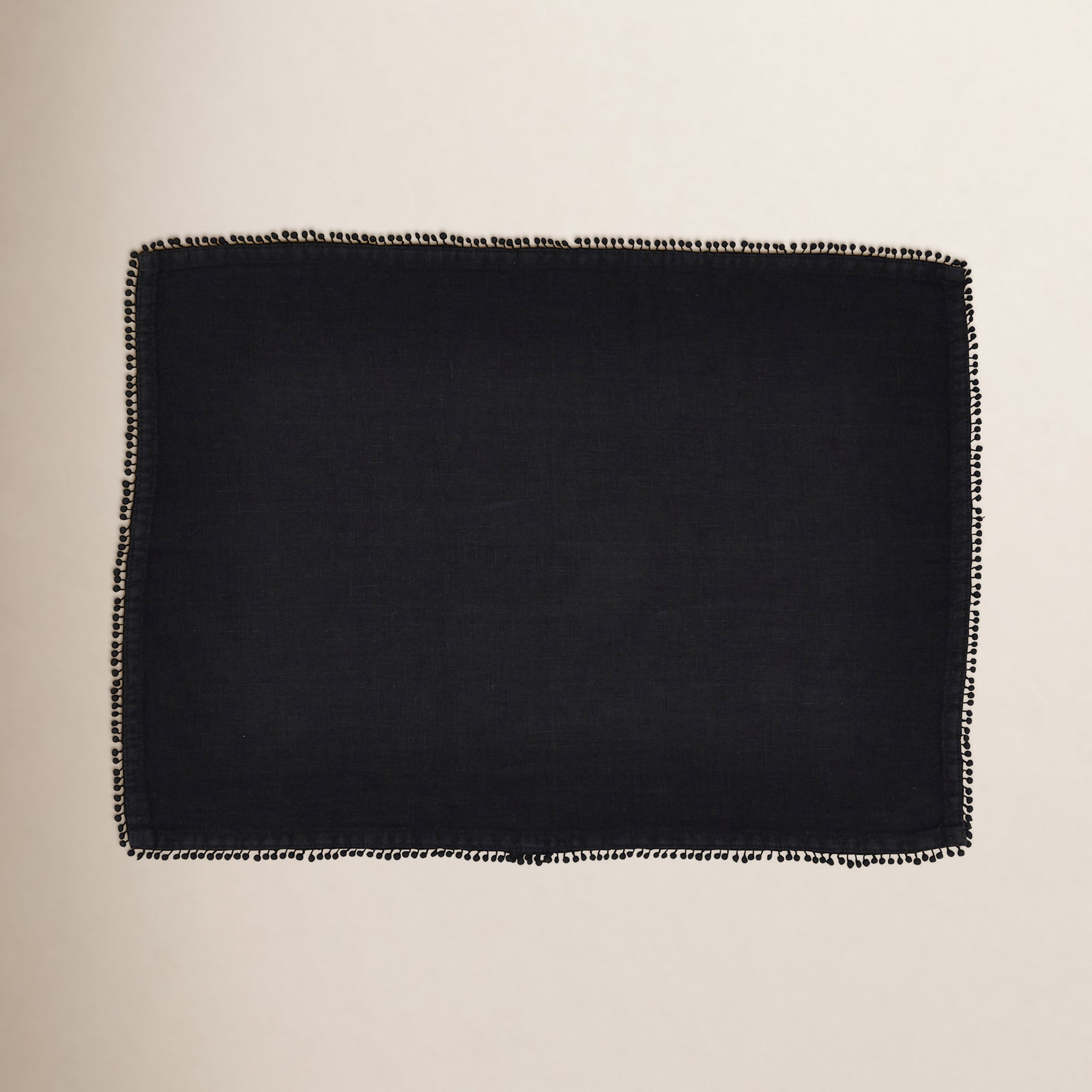 Brigid PomPom 20" Placemat, Black