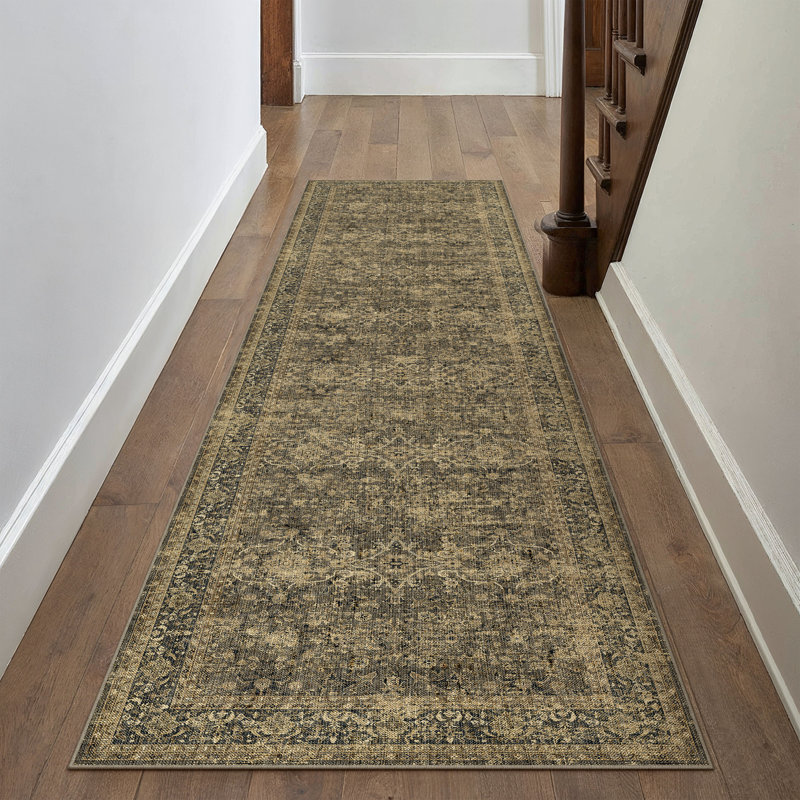 Lough Vintage Oriental Machine Washable Area Rugs With Non-Slip Backing, Runner 2' x 8'